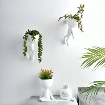 

3 Pcs Character Portrait Flower Pot Resin Succulents Plant Pot Abstract Human Face Flower Pot Home Desktop Vase
