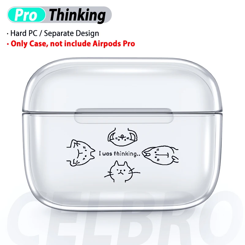 Cat Для AirPods Pro, милый чехол, прозрачный чехол, Жесткий PC, Cristal, мультяшный, защита для наушников, для Air Pod Pro 3, Funda, Coque, для AirPods Box - Цвет: Cat