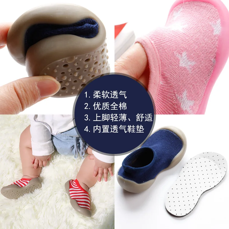 

Spring And Summer New Style Children Soft-Sole Floor Socks Ankle Sock 0-1-3-Year-Old Breathable Anti-slip mian bao Socks xue ayu