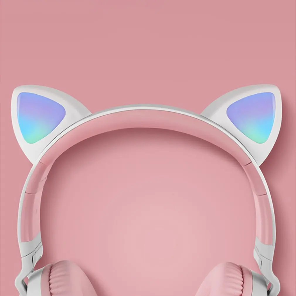 LED Cat Ear Headphones Bluetooth 5 0 Noise Cancelling Adults Kids girl Headset Support TF Card FM Radio With Mic Wireless Wired