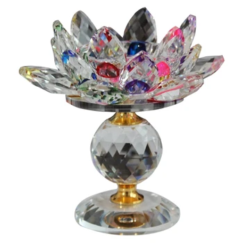 

Glass Block Lotus Flower Metal Candle Holders Feng Shui Home Decor Big Tealight Candle Stand Holder Candlesticks