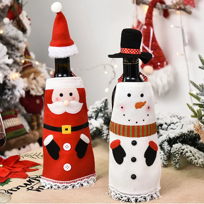 

2021 Christmas Wine Bottle Cover Xmas Decor For Home Creative Home Table Party Decor Gifts Happy New Year Decorations Product