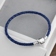 Браслет из натуральной кожи 16-44 см с застежкой в виде змеи, браслет, подходит 925 пробы, серебро, сделай сам, украшение из бисера в европейском стиле