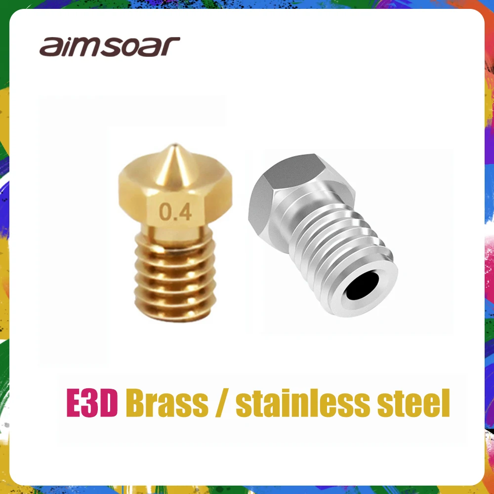 3d print E3D brass nozzle stainless steel nozzle 0.1mm 0.2mm 0.25mm 0.3mm 0.35mm 0.4mm 0.5mm 0.6mm 0.8mm 1.0mm E3D V5 V6 nozzle