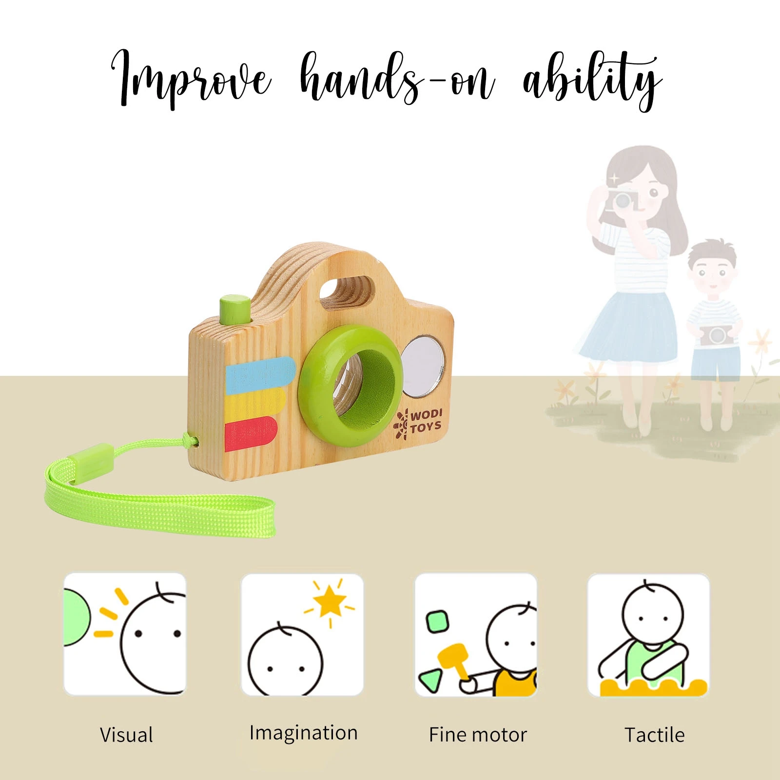 Cute Baby Toys Mini Hanging Wooden Camera Photography Toys for Kids Montessori Toy Gift Children Gift Room Decor DIY Presents