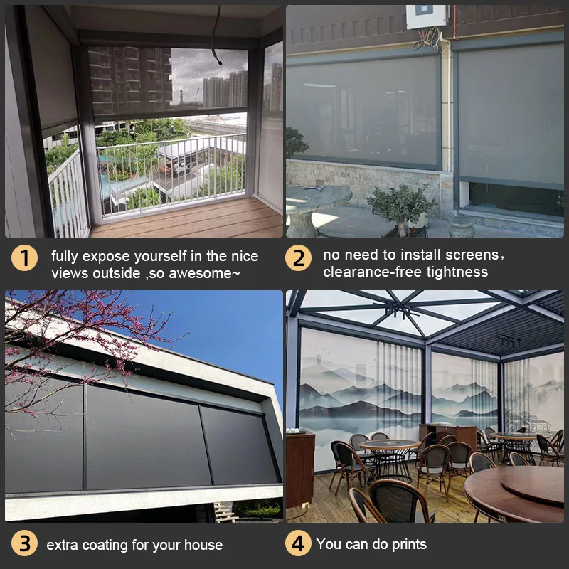 Waterproof Electric Roller Blinds with Cover, Remote Control, Outdoor  Shades, Wind-Proof, Customized Size, New Arrival