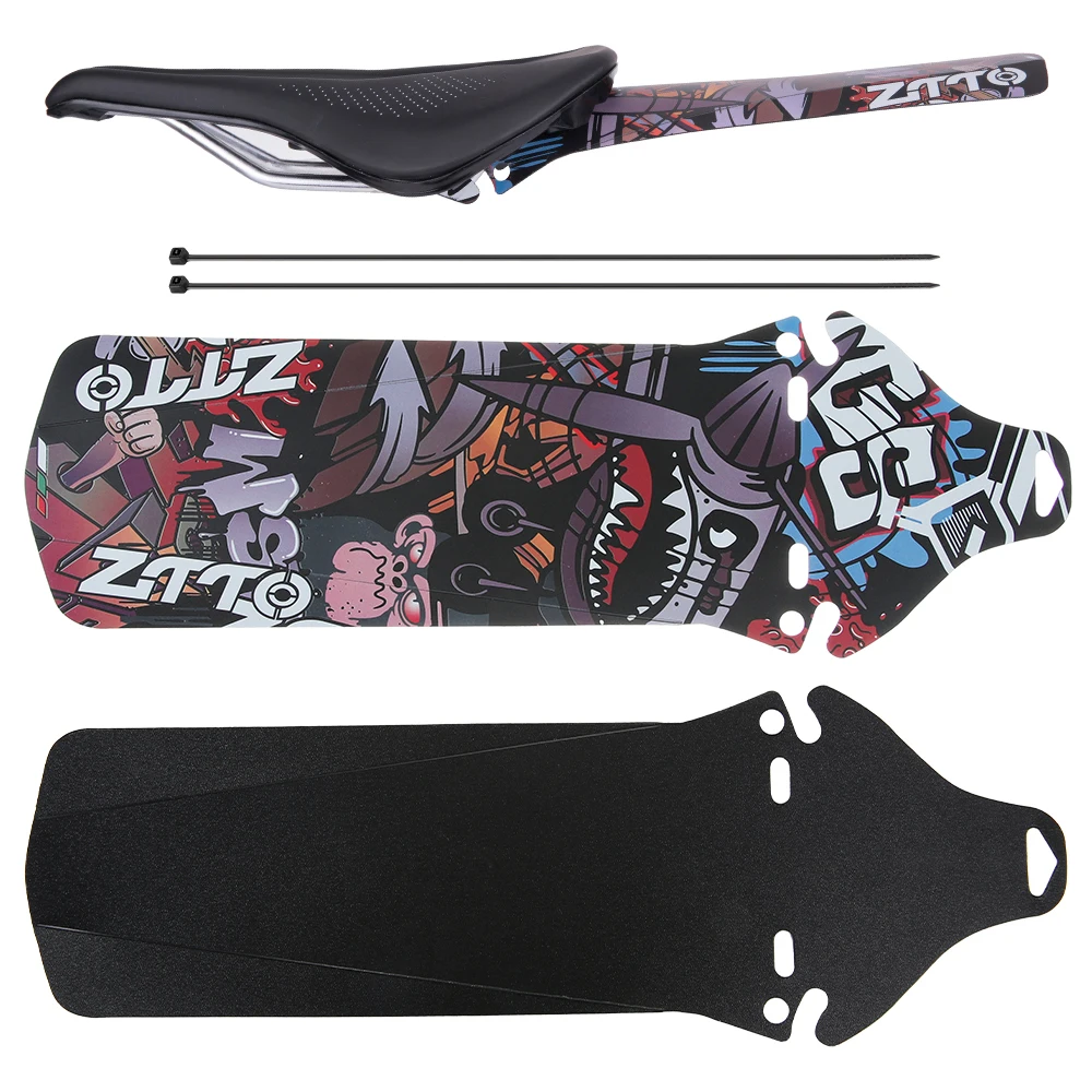 MTB Bike Colorful Pattern Front Back Fender Mountain Bicycle Short Long Mudguards Road Cycling Mud Removal Bicycle Parts 1PC bicycle fender