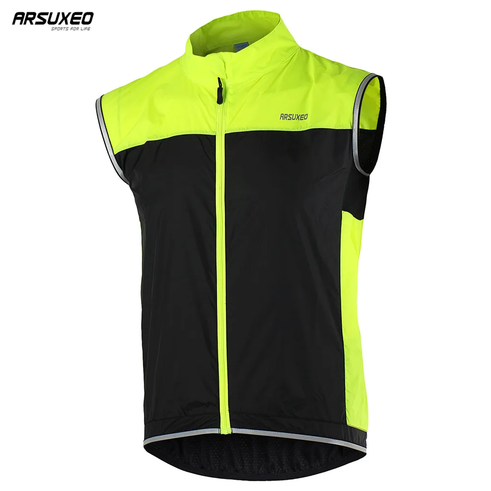 ARSUXEO жилеты Для мужчин Для женщин без рукавов Велоспорт Джерси куртка с защитой от ветра Водонепроницаемый MTB велосипед Костюмы Светоотражающие 15V1