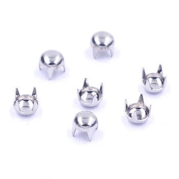 

100Pcs Round Studs Spots Rivets Spike Silver Tone Bag Shoes Clothes Crafts Findings 5mm( 2/8")