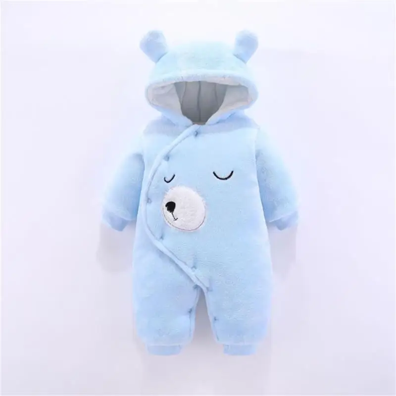 Light Blue Новая одежда для малышей Одежда для мальчиков и девочек хлопковые детские комбинезоны для новорожденных Милая новорожденный младенец зимняя одежда - Цвет: Light Blue
