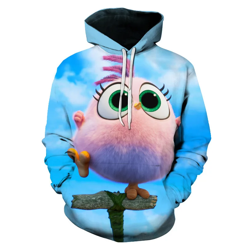 3D Printed The Angry Birds Movie 2Hooded Sweatshirts Hot Sale RED KIDS Casual Hoodies Full- sleeved Girls Casual Outwear Hoodies