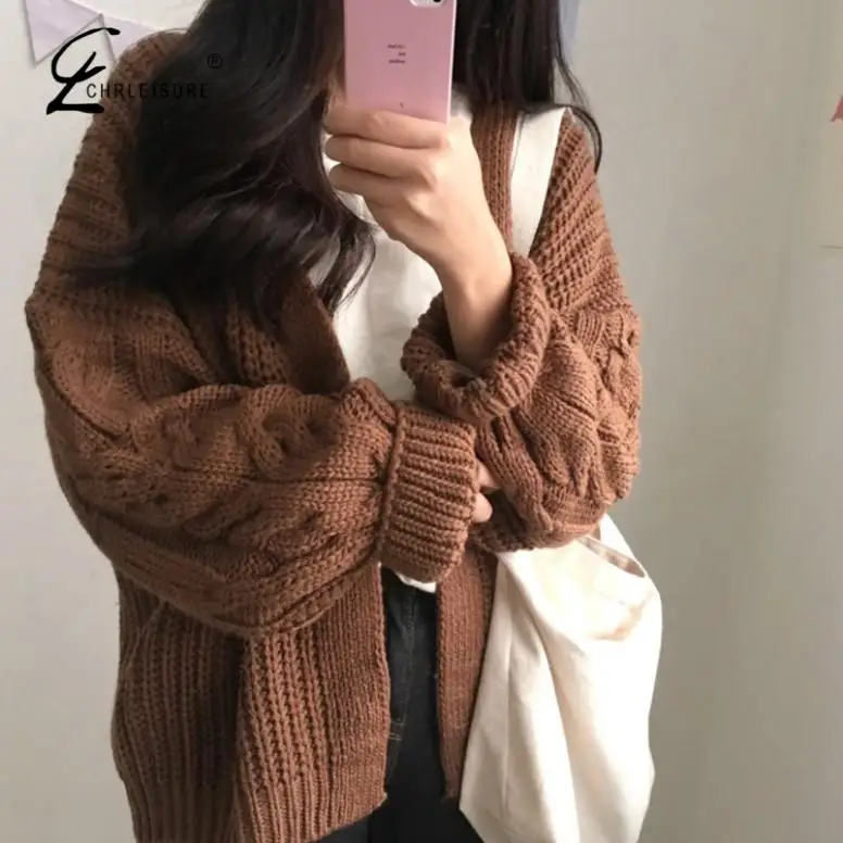 Online Mujer abierto frontal Cardigan suéteres invierno mujer suéter tejido de manga larga tejido chicas prendas de vestir exteriores Casual Mujer parte superior