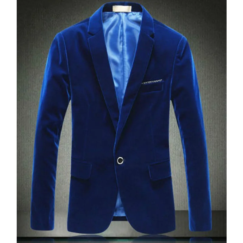 

Royal Blue Velvet Blazer for Mens Boyfriend Costumes Casual Style Dinner Coat Prom Party Suit Jacket Fashion Clothes 2023