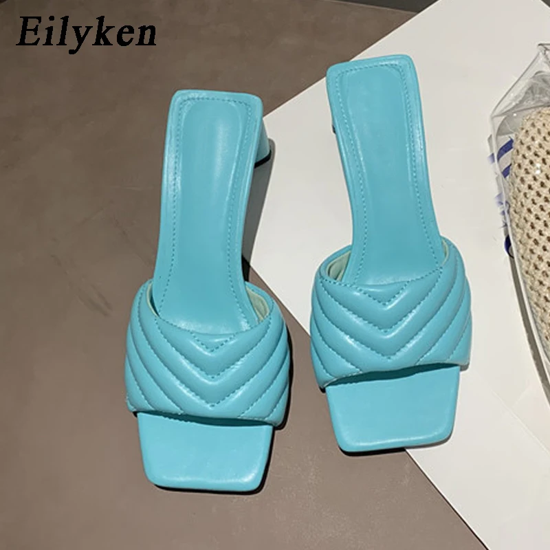Сланцы Eilyken женские на квадратном каблуке пляжные шлепанцы с открытым носком