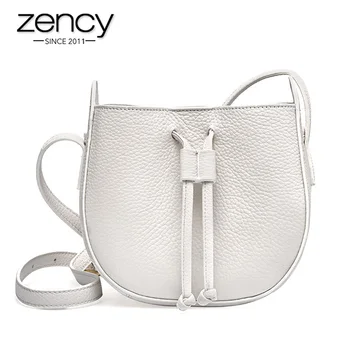 

Zency 100% Genuine Leather Fashion Women Messenger Bag Simple Shoulder Bags High Quality Small Flap Daily Casual Crossbody Black