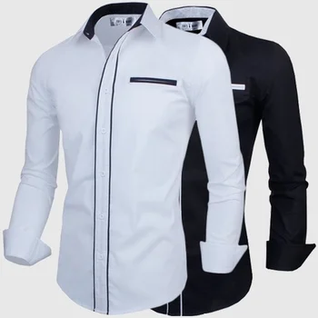 

ZOGAA 2020 Men's Dress Shirt Business Shirts Men Long Sleeve Patchwork Slim Fit Blouse Single-breasted Turn-down Collar Shirts