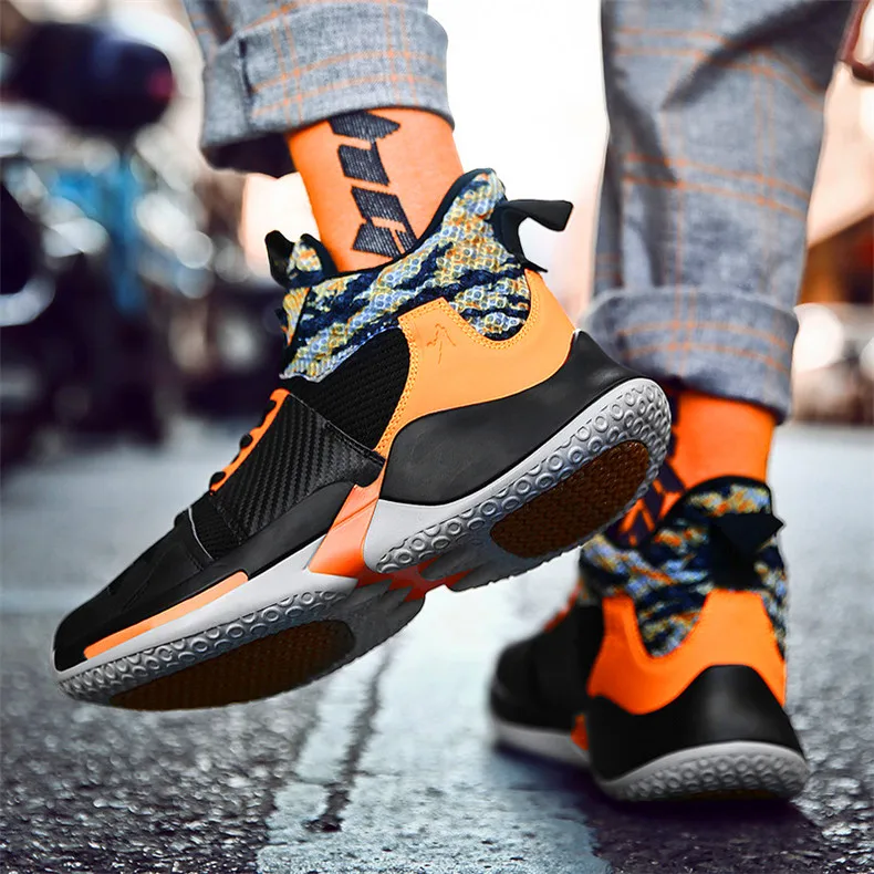 Уличная Мужская баскетбольная обувь; zapatillas hombre Deportiva; высокие дышащие Нескользящие мужские повседневные ботильоны; кроссовки для тренировок