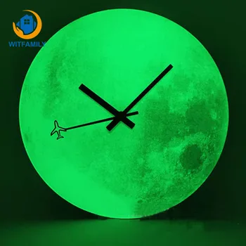 

Mute Children Room Home Decor Wall Clocks Luminous Moon Sticker Fluorescent Kids Wall Clock for Childrens Gift Clocks