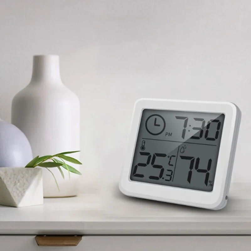 Цифровые часы lcd электронный контроль температуры и влажности настольные будильники настенные часы для дома с термометр и гигрометр