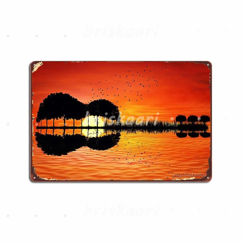 Guitar Island Sunset Targhe In Metallo Garage Club Decorazione Adesivo Garage Decorazione Poster In Metallo