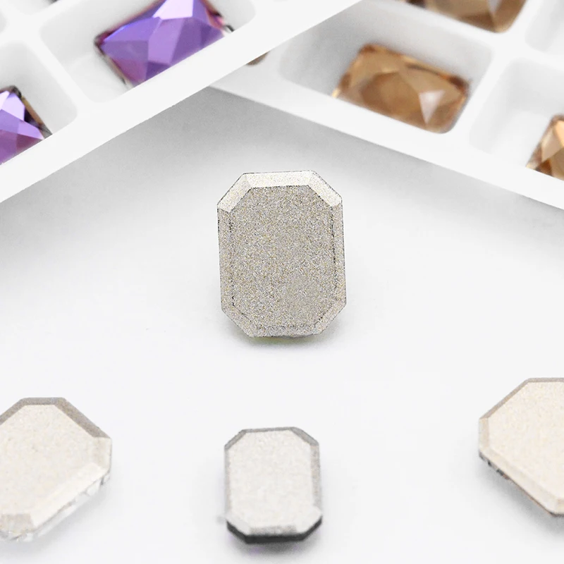 20pcs Rectangle Shape Glue On Nails Rhinestones Flatback Glass Strass Crystals Stones Nail Art Decoration Accessories