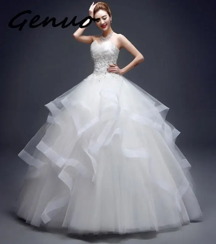 Genuo новые аппликации жемчуг Винтаж Белый Vestido De Novia Vestidos De Noivas размера плюс без бретелек Abiti Da Ballo Da Sposa