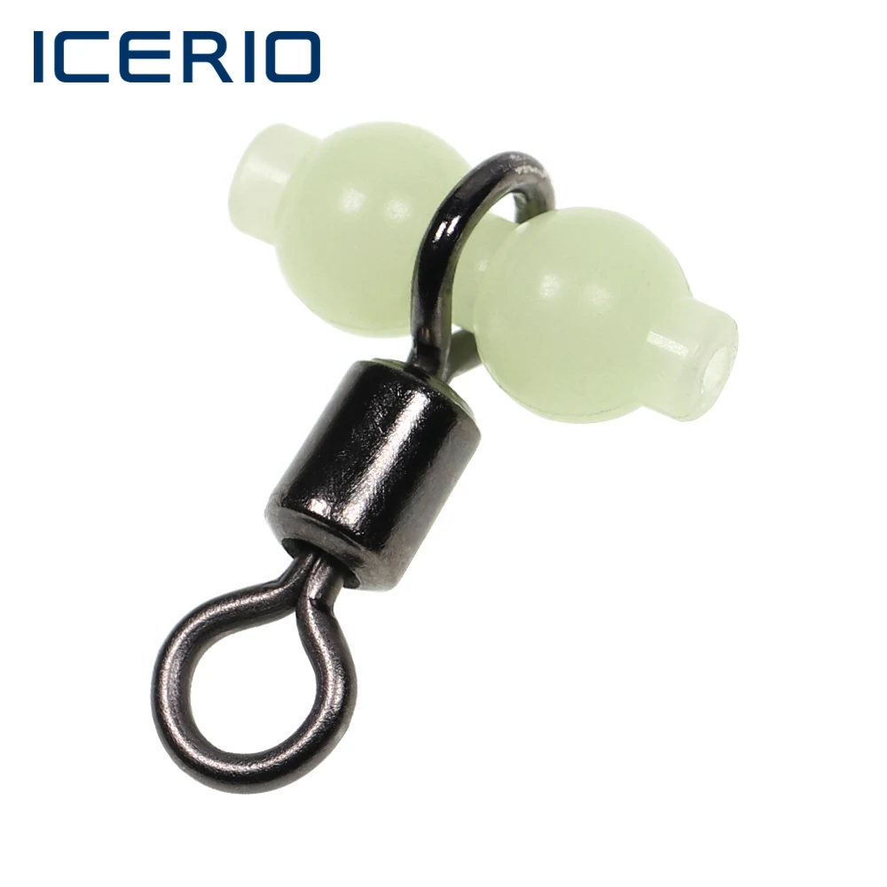 ICERIO 20pcs Luminous Cross-line Gourd Rolling 3 Way Swivels Rigs Fishing  Lures Connector Accessories
