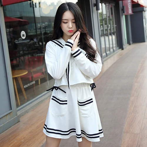 white Dress sets Японская Корейская школьная униформа для косплея в морском стиле Jk летняя Студенческая одежда для детей, костюм моряка C38171AD - Цвет: white Dress sets