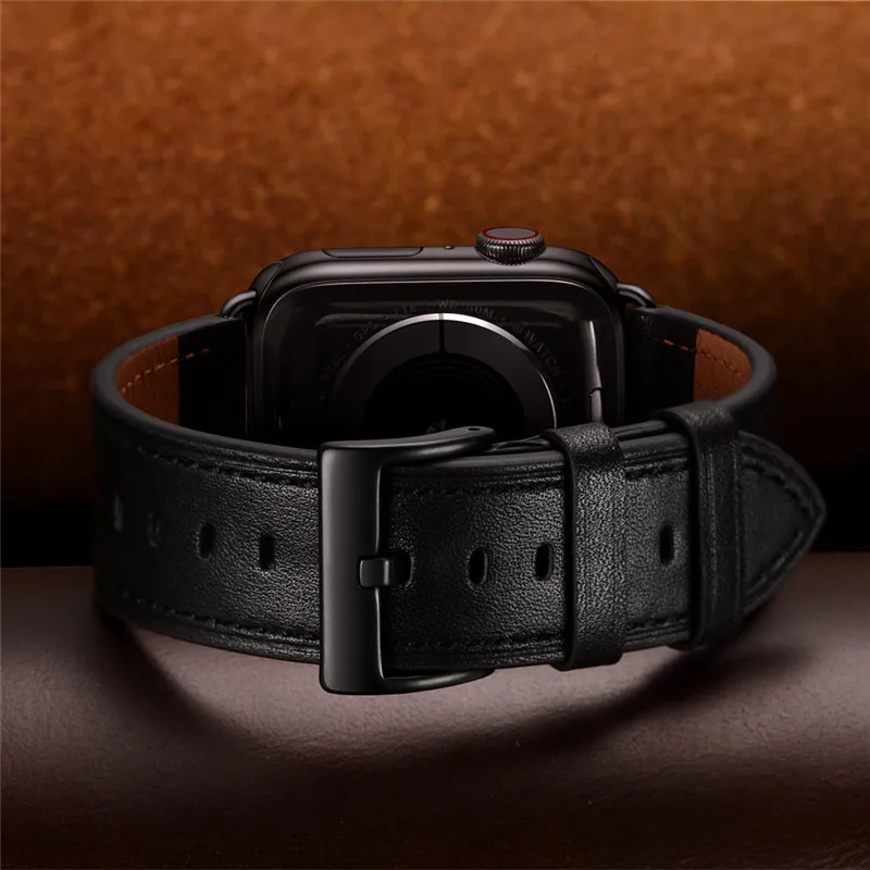 Совместимые Apple Watch Series 5 4 Band 44 мм 40 мм Лучшие браслеты из натуральной кожи для iwatch 1 2 3 38 мм 42 мм браслет