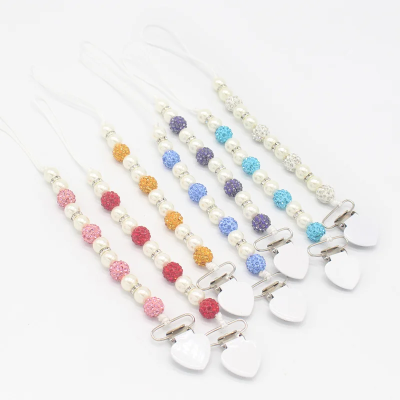 Crystal Pacifier Chains Imitation Pearls Pacifier Clips Safe Twinkling