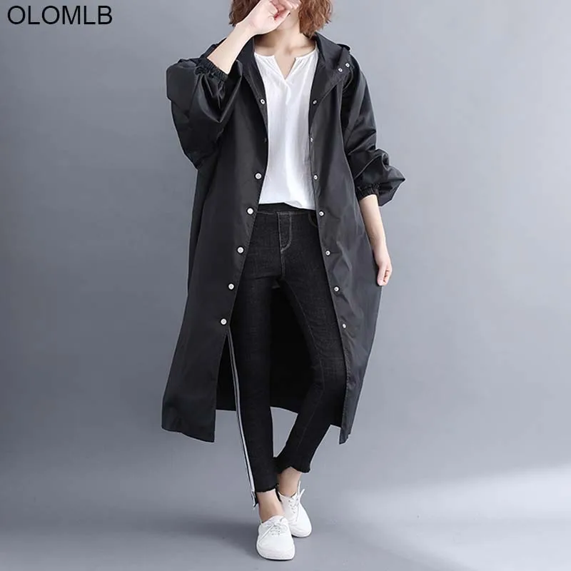 

2019 Autumn Outerwear Cardigan Female Clothes Loose Oversize Plus Size Women Jacket Long Coat Big Sizes Overcoat Solid Hooded