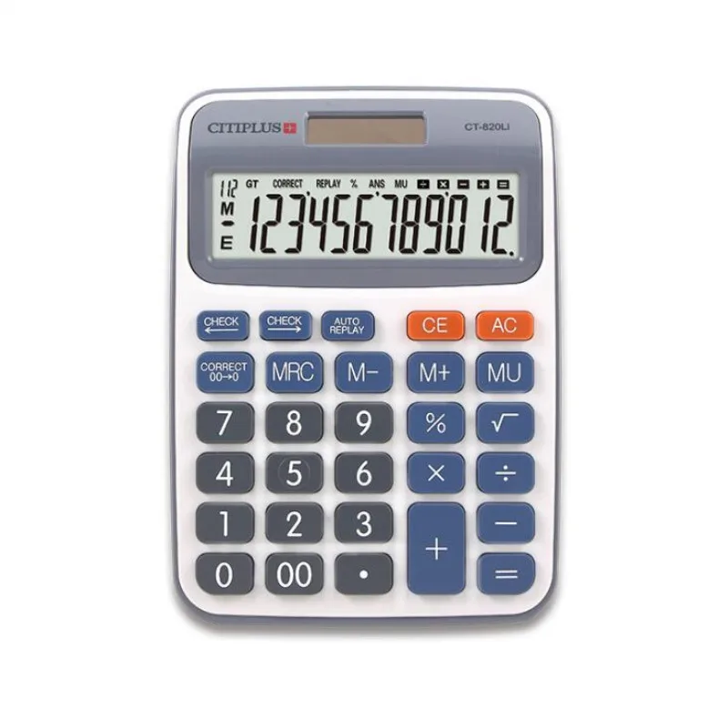 820Li Citius 12-digit солнечных батарей Настольный калькулятор 112 шаг автоматический перепроверка калькулятор для офиса и школы работы