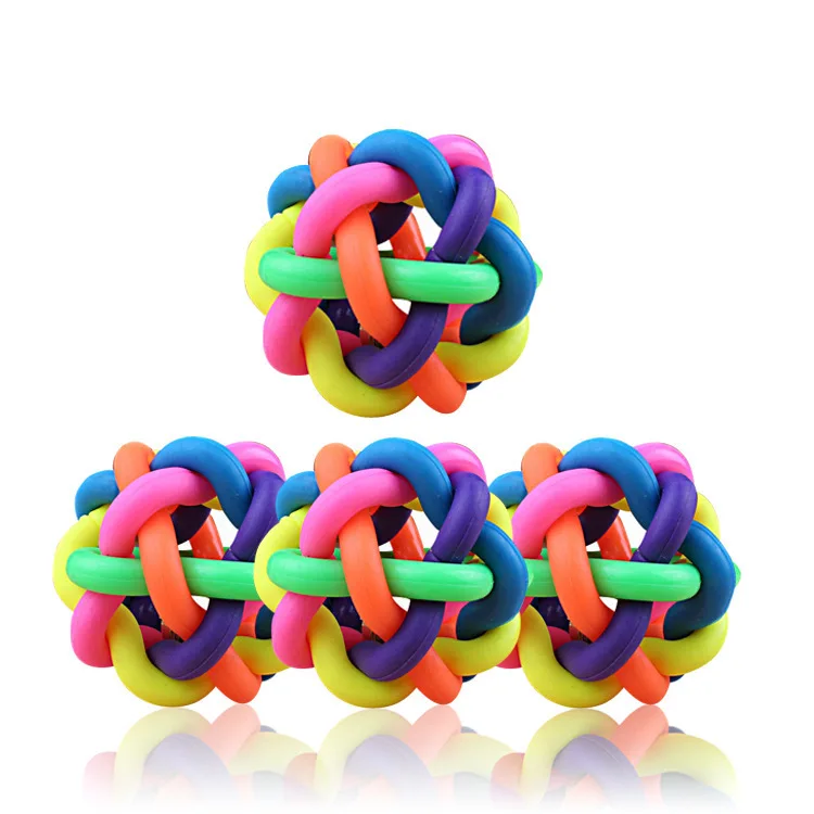 Seven Color Bell bian zhi qiu 5.5 Cm Small peepee tao Rainbow Rubber Ball Dog Toy Ball Parrot Bite