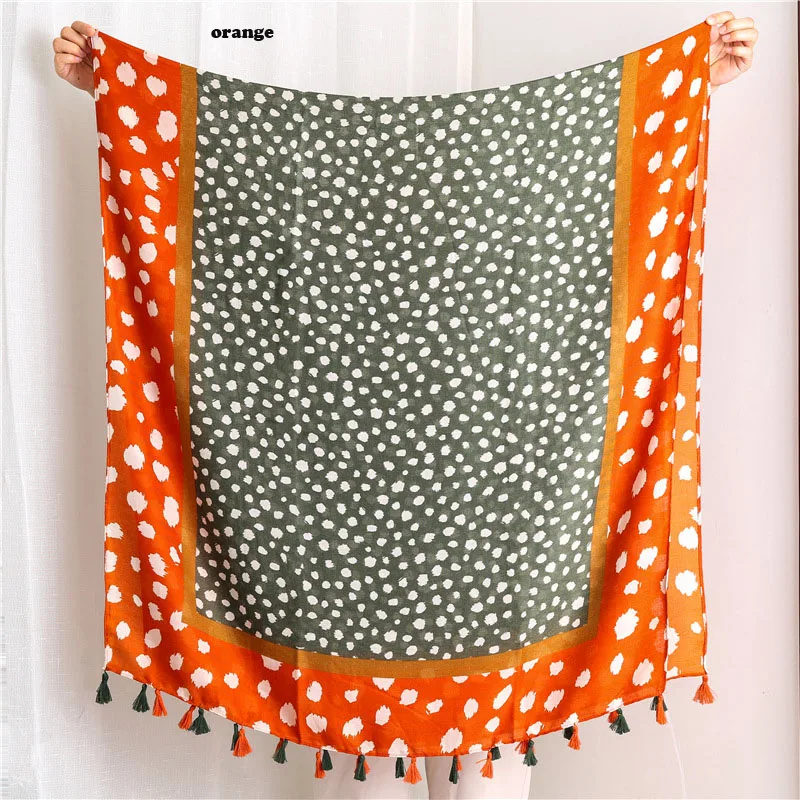 Новые Для женщин пятно узор хлопковый шарф с кисточкой 6 Цвета 10 шт./лот