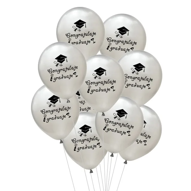 1-15pcs Graduation Balloons Gold Silver Black Latex Balloon Confetti Ballons 2022 Congratulation Grad Party Decoration Supplies B04-silver-10pcs