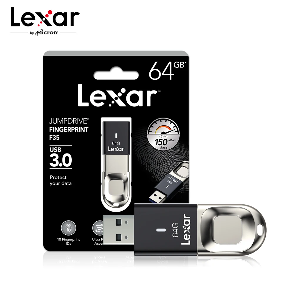 Lexar Распознавание отпечатков пальцев USB 128 Гб 64 ГБ 32 ГБ F35 USB 3,1 флеш-накопитель 150 МБ/с./с высокоскоростная карта памяти