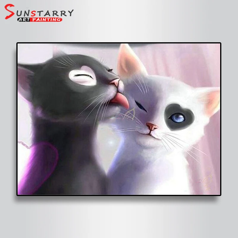 Sunstarry Loving Cat 5D DIY Animal Diamond Painting Full Round Kitten Embroidery Mosaic Rhinestones Home Decor Gift | Дом и сад