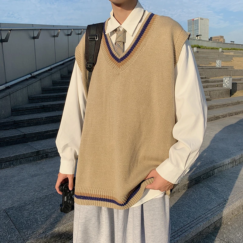 Sweater Vest Men Oversize Sleeveless V 