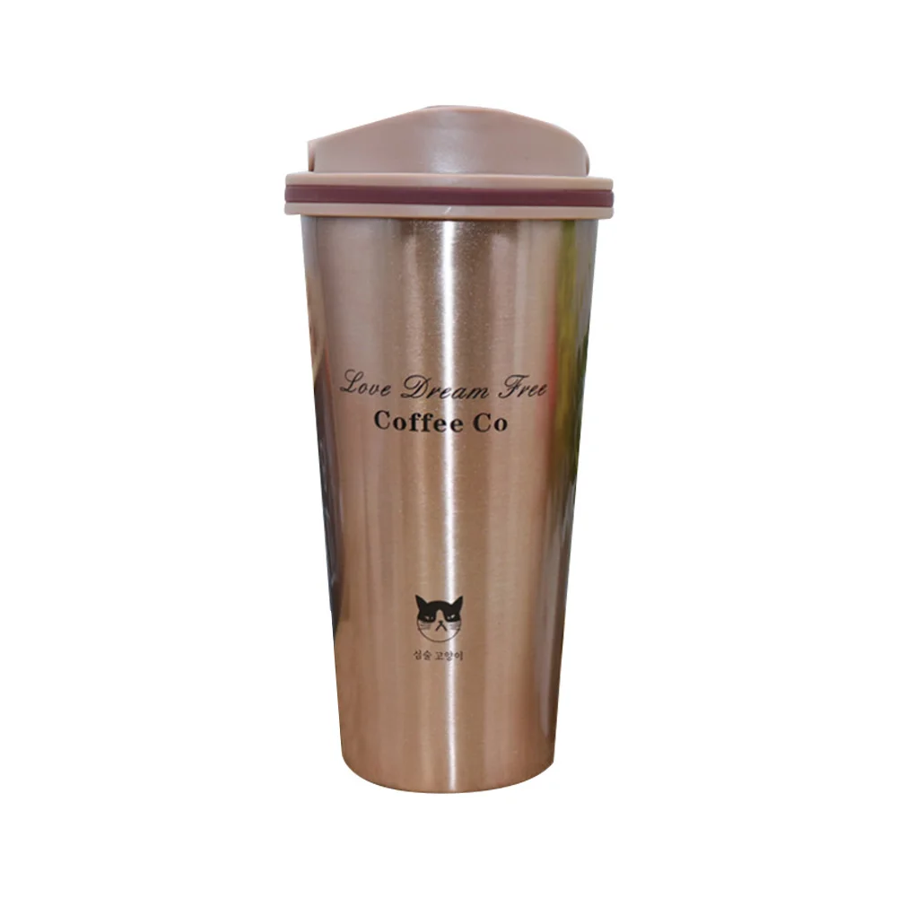 Insulated Mug Drinking Coffee Portable Stainless Steel Leakproof Travel Water Bottle Vacuum Double Walled - Цвет: Gold