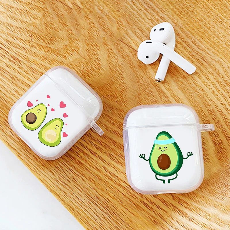 

Cute Avocado fruit Cartoon Phone Case Earphone Case for Apple Aipods 1 2 Cover Clear Headphone Soft TPU Coque