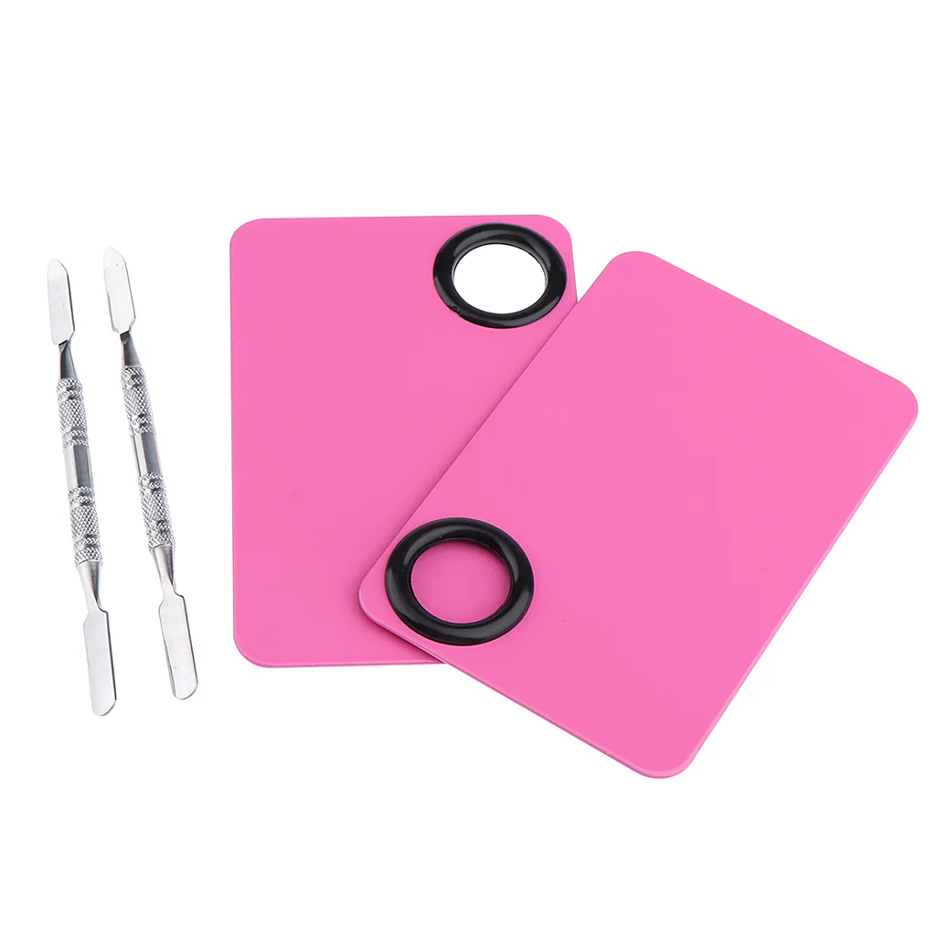 2x Retangle Nail Art Paint Makeup Foundation Mixing Palette w