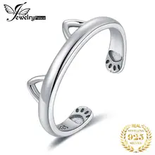 JewelryPalace güzel kedi kulak ayarlanabilir açık halka 925 ayar gümüş yüzükler kadınlar takı yapımı için moda takı hediyeler(China)