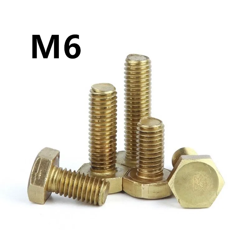 40 шт DIN933 M6x10/12/16/20/25/30/35/40/45/50/60 мм GB5783 латунные винты медные Болты шестигранные с