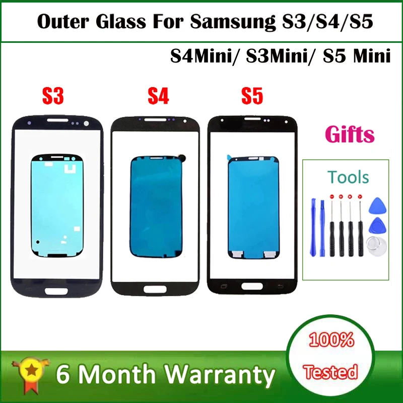Digitalizzatore I9300 Per Samsung S3 S4 S5 Mini Touch Panel Cover Lente Esterna In Vetro Per Samsung S5 Lente Schermo Anteriore I9500 + Adesivo