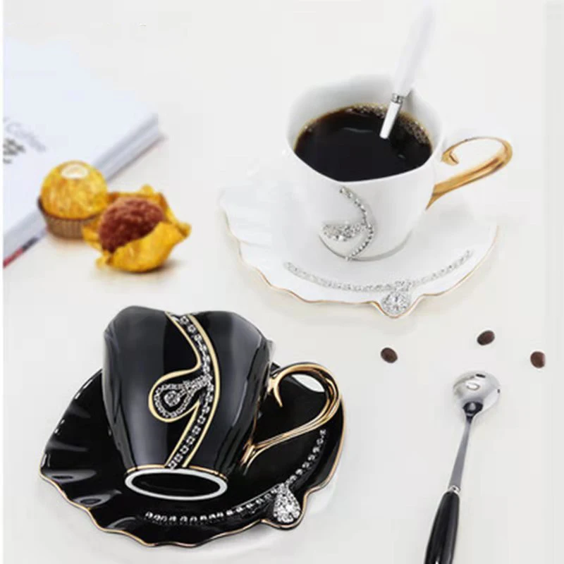 Espresso Cups Coffee Mug Diamonds Creative Tea Cups Coffee Cup with Saucers  and Spoons Ceramic Mugs …See more Espresso Cups Coffee Mug Diamonds
