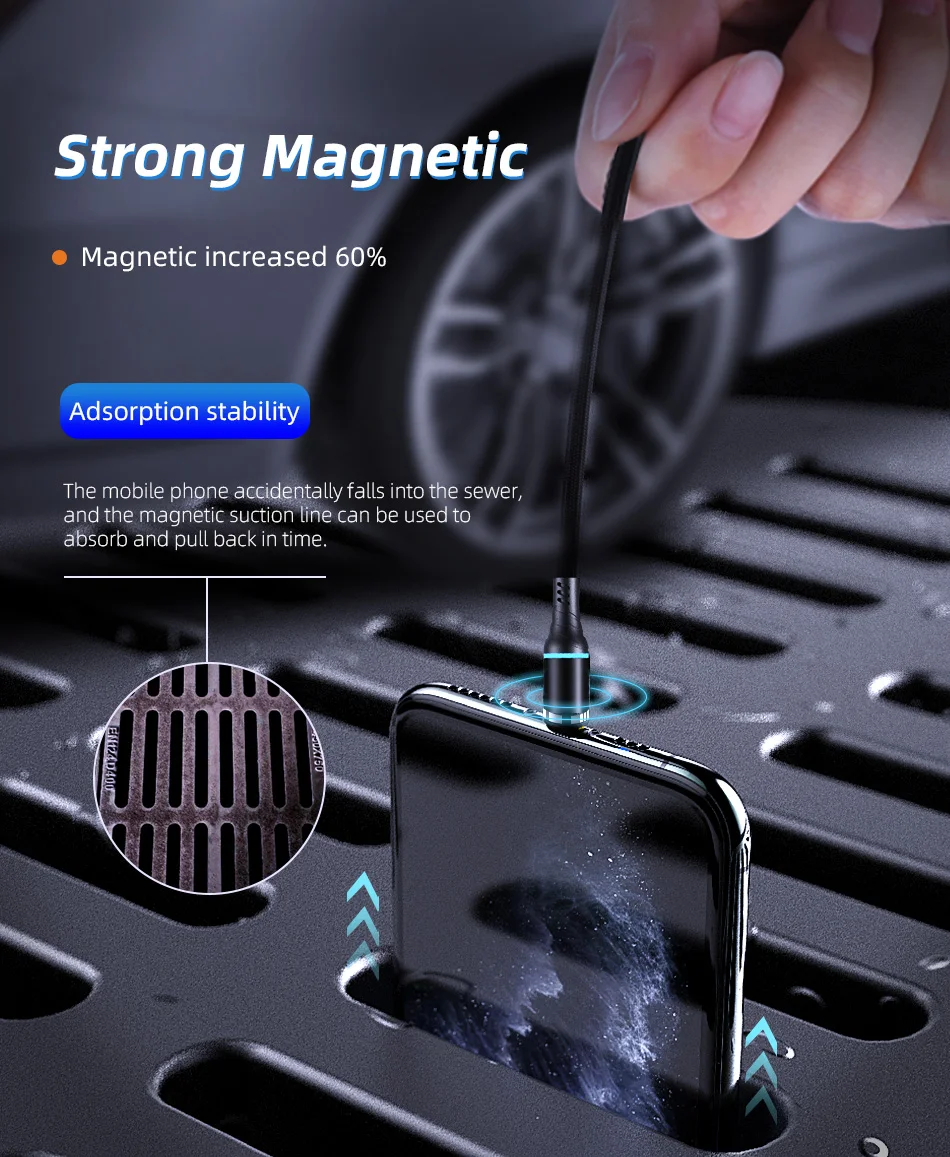!ACCEZZ 5A Magnetic Cable Fast Charging For iPhone X 11 8 ipad Mini Xiaomi Realme Micro USB Type C Magnet Charger Data Sync Cord (8)