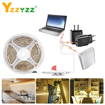 

5V USB 2835SMD LED Strip 1M 2M 3M Flexible Diode Tape PIR Sensor Motion LED Strip for Bedroom Closet Kitchen Stairs Home Decor