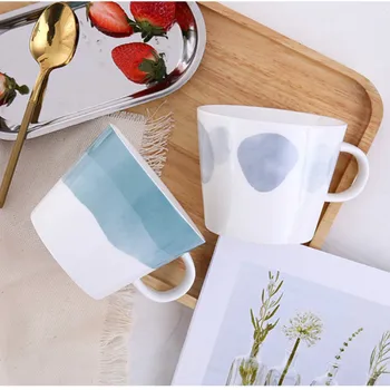 

Japanese Breakfast Coffee Mug with Spoon Cover Simple Ceramic Office Mug Print Tazze Colazione Espresso Plain Mug 400ml MM50MK