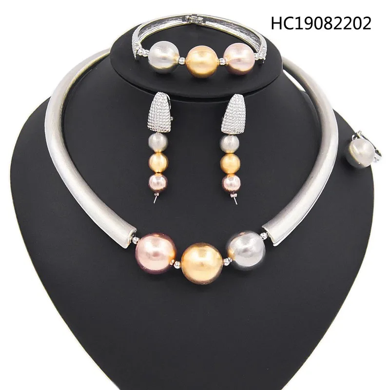 

Yulaili 2019 New African Beads Jewellery for Women Chocker Stud Earrings Bracelet Ring Wedding Bridal Jewelry Sets Free Shipping