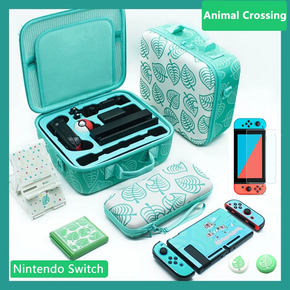 7 In 1 Combo Nintendo Switch Storage Bag Animal Crossing Accessori Organizzare Box Custodia Per Il Trasporto Supporto Per Supporto Pellicola Temperata
